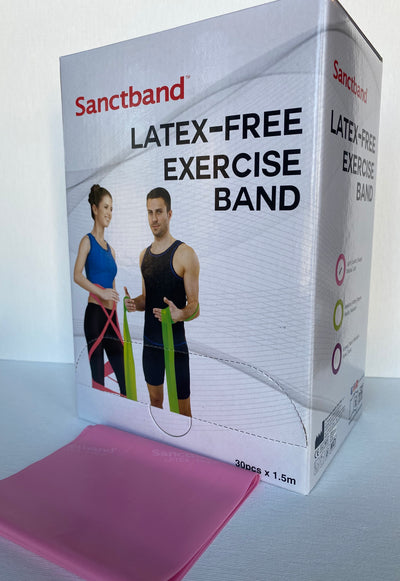 Latex Free (Rose Level 1) Sanctband Exercise Resistance Band 30 Pcs Dispenser 5 FT /1.5 Meter - Sanctband USA