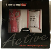 Level 1 Pink Sanctband Active Resiatance Band 3 in 1 Exercise Kit Mini Loop Band, Super Loop, Exercise,Band - Sanctband USA