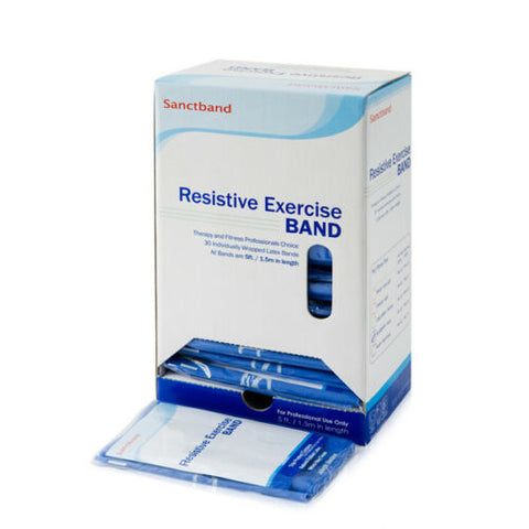 Resistance Band 30 Pieces Dispenser - 5 feet  ( Blue Heavy Level 4 ) - Sanctband USA